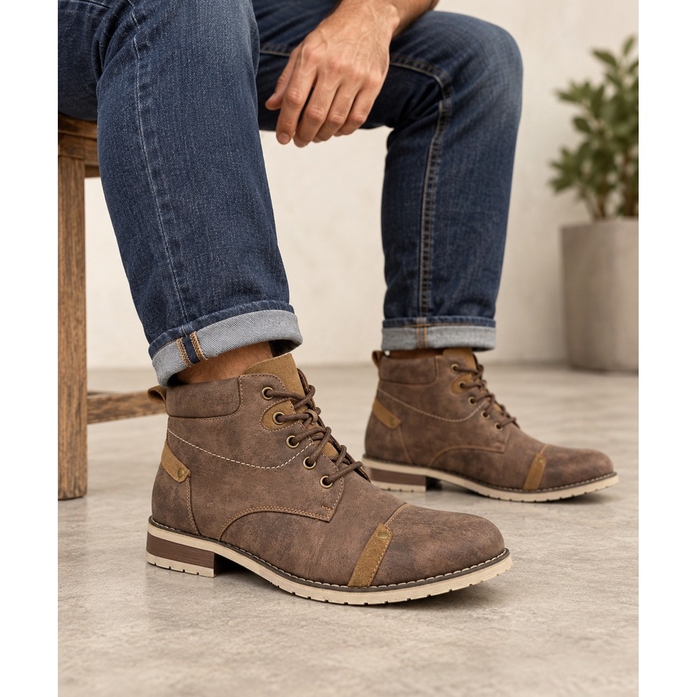 Ferro Aldo Colin Boots Mens 10 Brown Excellent Cap Toe Lace Up MFA-806033
